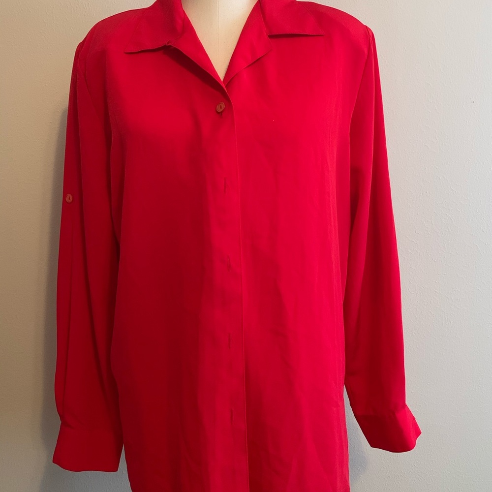 Red Padded Shoulder Blouse
